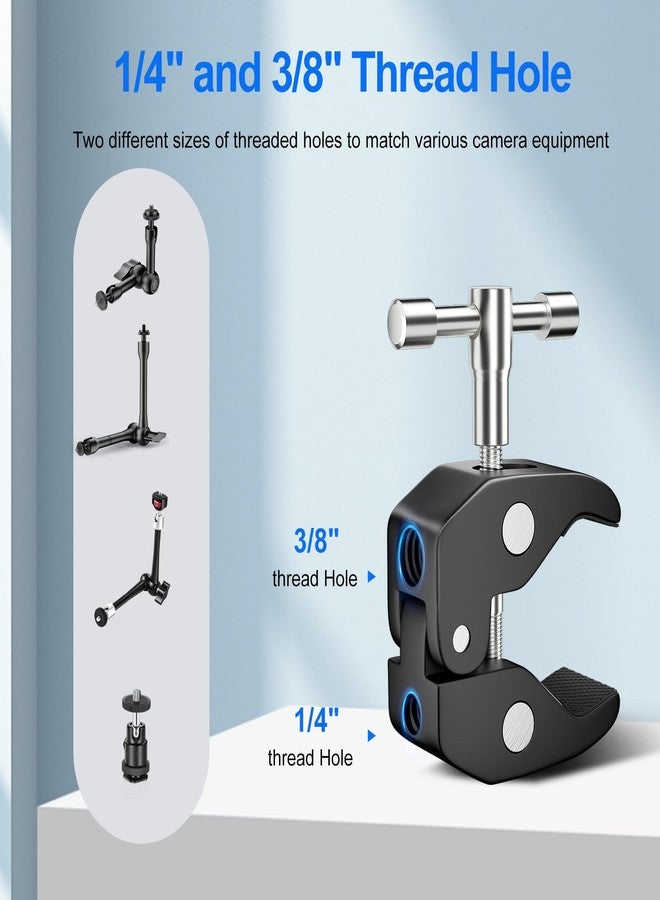 EMART 6inch Articulating Magic Arm Camera Mount with Super Clamp, Friction Power Adjustable Camera Mounts & Clamps with Magicarm and Cold Shoe for Photography/Videography/Webcam/Flash Light - Image 4