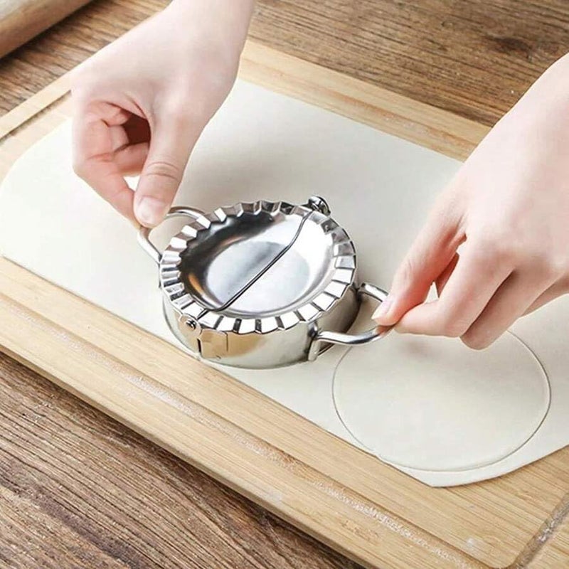 Hofex Hofex Stainless Steel Kitchen Dumpling Momos Ghughra Ravioli Samosa karanji Gujiya Wrappers Maker Mould Machine for Kitchen  - Image 3