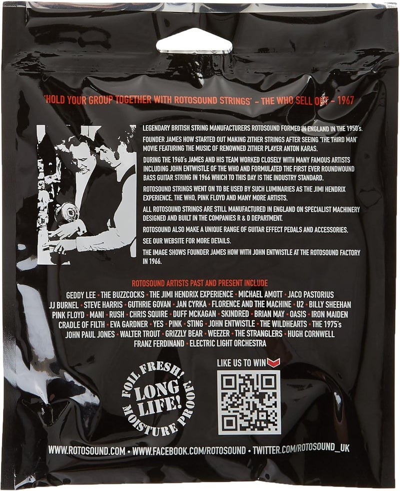 روتوساوند أوتار جيتار باس طويلة جدًا من نوع Rotosound RS77EL Monel Flatwound (45 65 85 105) - Image 2