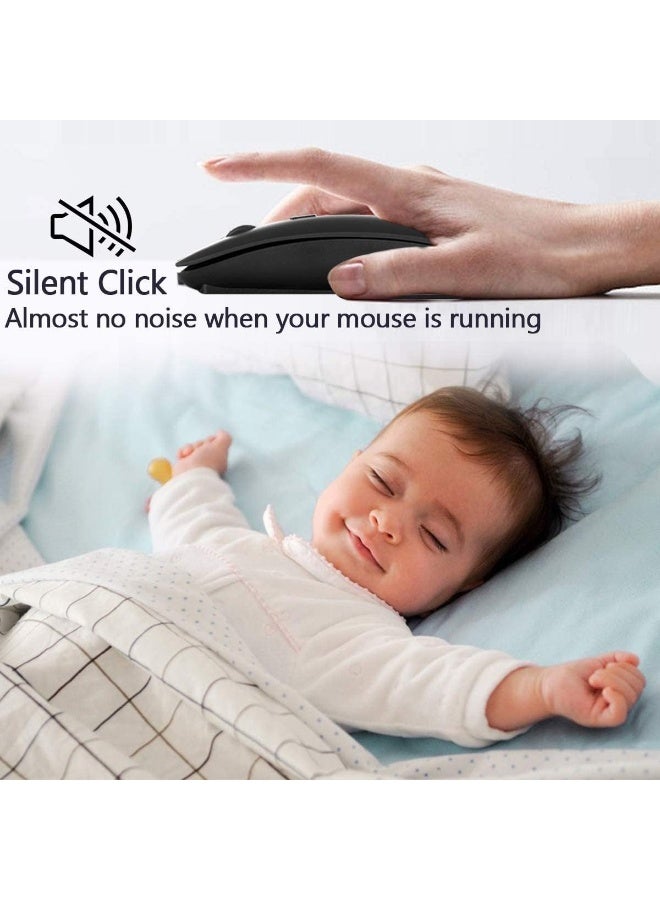 Wireless Rechargeable Slim Mouse – USB Quiet Click Mouse for Laptop, PC, Computer, Mac, MacBook Pro - Image 3