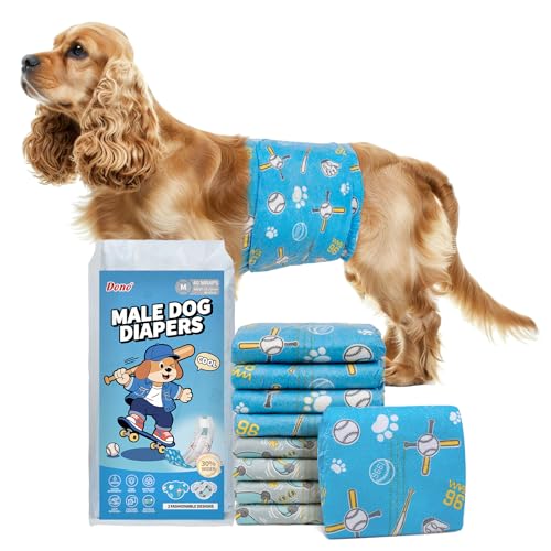 Dono Dog Diapers Male 20ct, Widened Disposable Male Dog Wraps, Super Absorbent Doggie Belly Bands with Wetness Indicator, Leak-Proof Puppy Pampers for Incontinence Excitable Urination, Medium - Image 1