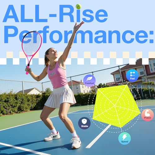 AboveGenius Neon Pink & Blue Tennis Rackets 2 Pack for Adults- 27" Lightweight Aluminum Tennis Racquet Set with 3 Balls & Bag - Stylish Matte Pop-Color Starter Kit for Couples & Friends - Image 2