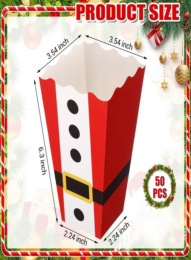 Faccito 50 Pcs Christmas Popcorn Boxes Movie Night Holiday Popcorn Buckets Red Santa Treat Candy Boxes for Christmas Theme Party or Movie Night Supplies - Image 2