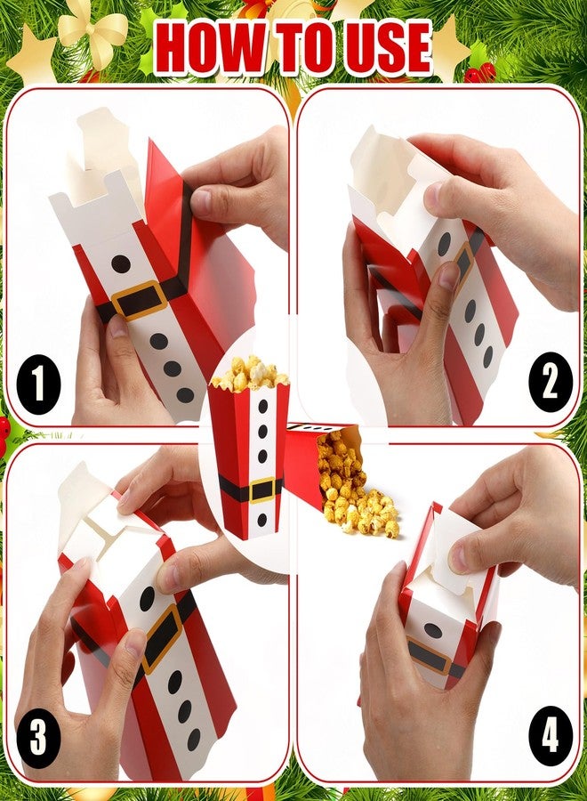 Faccito 50 Pcs Christmas Popcorn Boxes Movie Night Holiday Popcorn Buckets Red Santa Treat Candy Boxes for Christmas Theme Party or Movie Night Supplies - Image 4