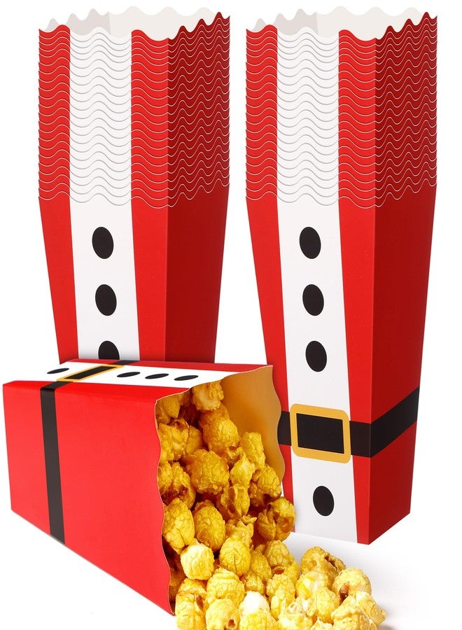 Faccito 50 Pcs Christmas Popcorn Boxes Movie Night Holiday Popcorn Buckets Red Santa Treat Candy Boxes for Christmas Theme Party or Movie Night Supplies - Image 1