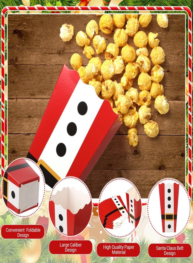 Faccito 50 Pcs Christmas Popcorn Boxes Movie Night Holiday Popcorn Buckets Red Santa Treat Candy Boxes for Christmas Theme Party or Movie Night Supplies - Image 3