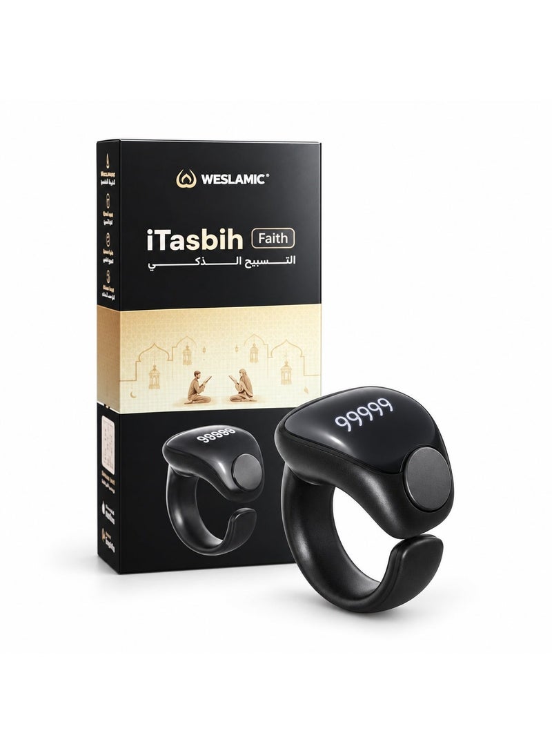 WESLAMIC iTasbih (Faith) Smart Tasbih Ring OLED Display Zikr Counter Prayer Reminders 5 Adjustable Sizes Wireless Charging Waterproof Bluetooth Enabled - Image 1