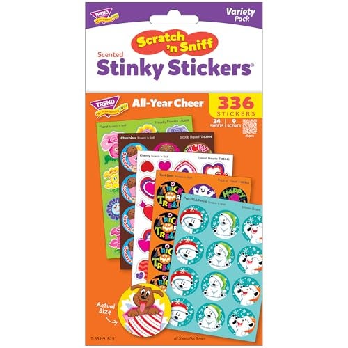 Trend All Year Cheer Stinky Stickers Variety Pack by TREND Enterprises, Inc.; 336 ct.; 70 Designs, 8 scents - Image 1