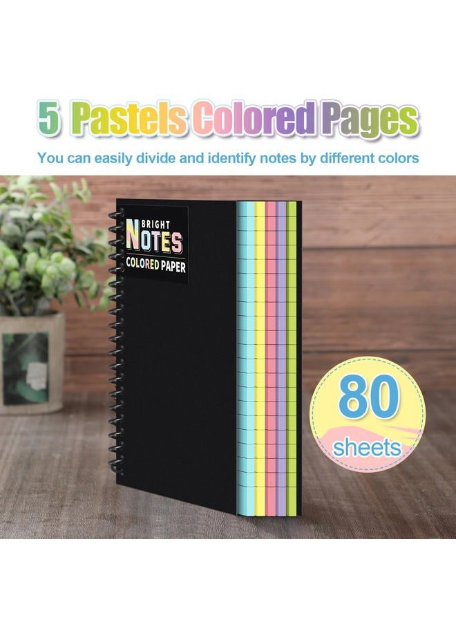 Eaasty 6 Pack Spiral Notebook 5 x 7 Inch College Ruled Colored Paper Notebook Lined Paper Composition Notebook Perforated Notepad Memo Books for Journaling School Office, 80 Sheet/Pack (Pastel Color) - Image 2