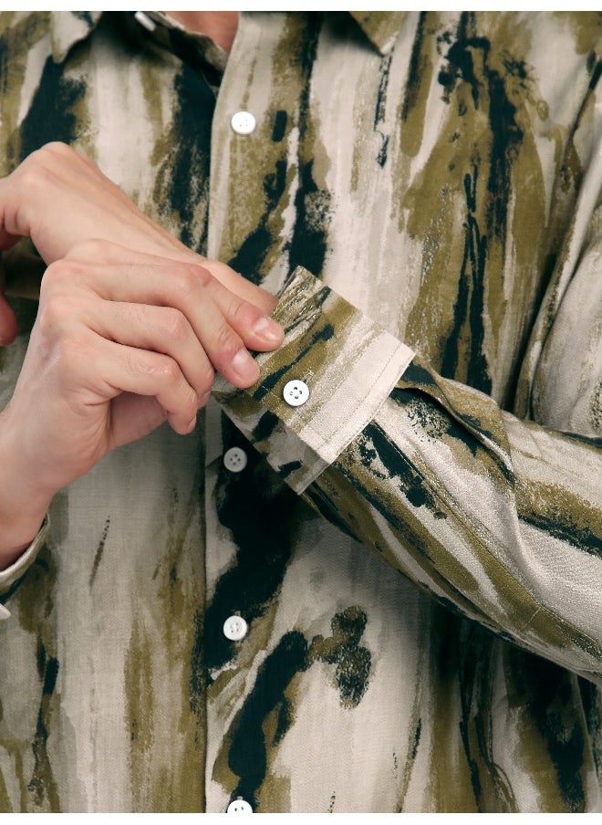 Light Beige Marble Abstract Printed Shirt