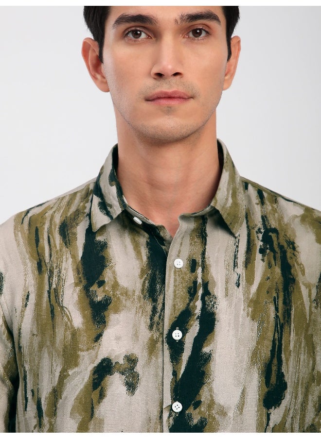 Beyoung Light Beige Marble Abstract Printed Shirt  - Image 4