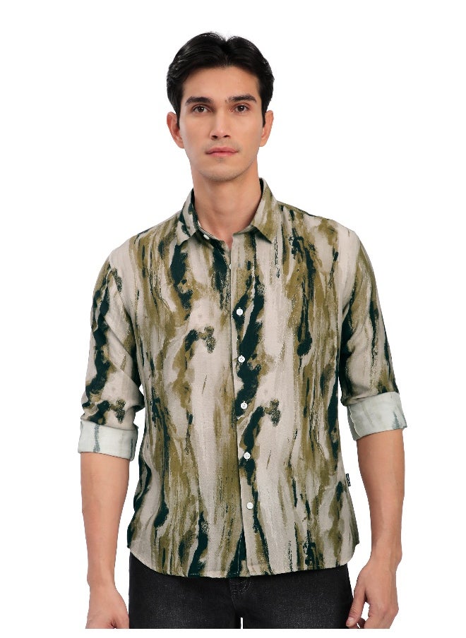 Beyoung Light Beige Marble Abstract Printed Shirt  - Image 5