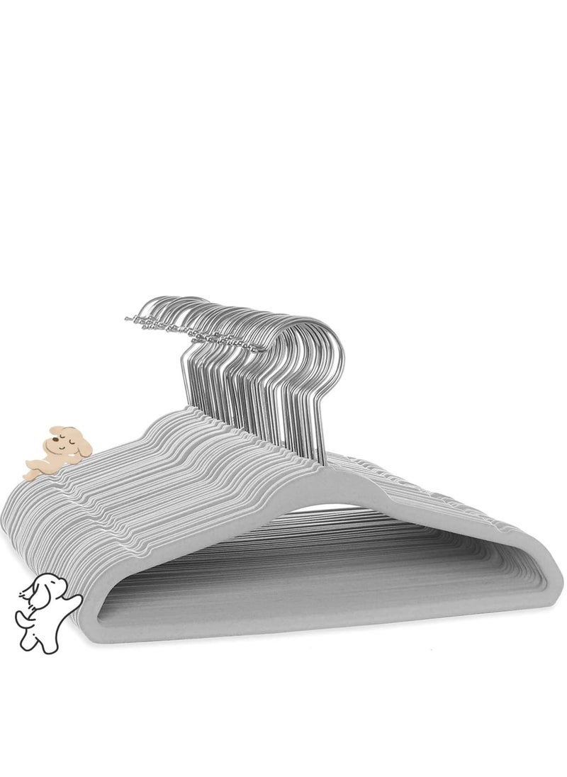 Rightsure Baby Clothes Hangers, Kids Velvet Hangers, Baby Toddler Kids Hangers With Swivel 360 Hook, Notched Shoulder Design For Children Clothes, Sturdy&Durable Clothes Hangers 50 Pack (gray)  - Image 1