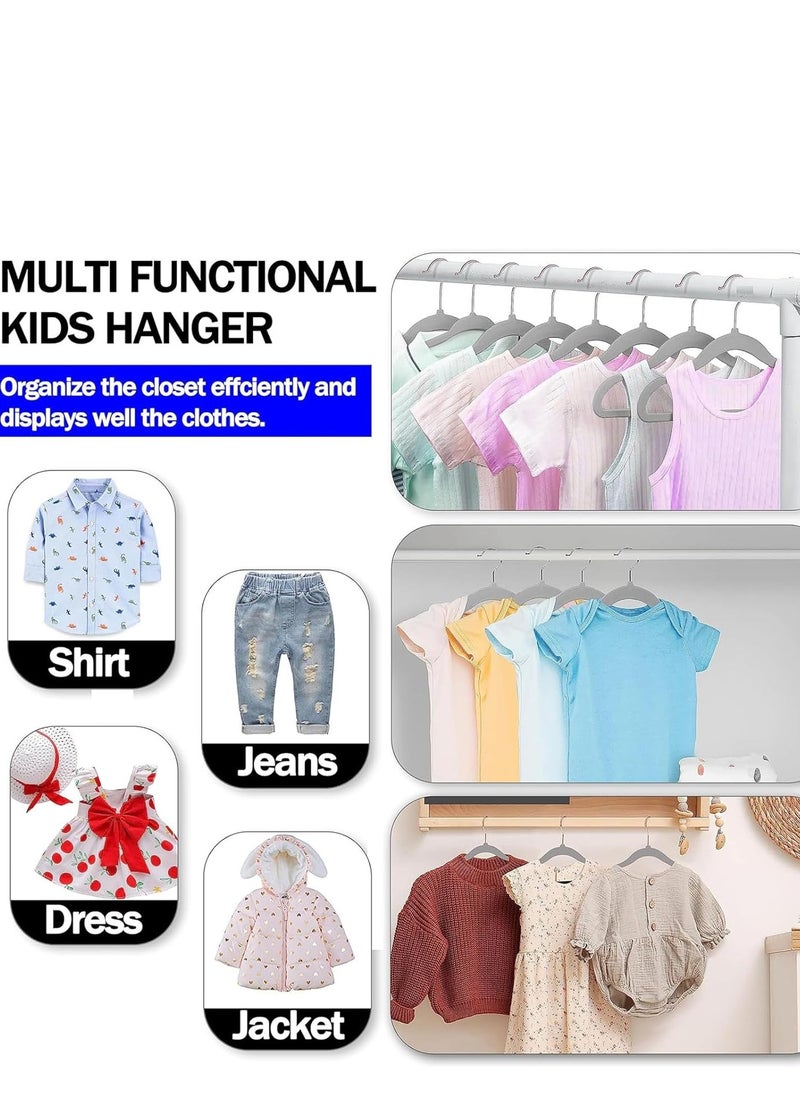 Rightsure Baby Clothes Hangers, Kids Velvet Hangers, Baby Toddler Kids Hangers With Swivel 360 Hook, Notched Shoulder Design For Children Clothes, Sturdy&Durable Clothes Hangers 50 Pack (gray)  - Image 2