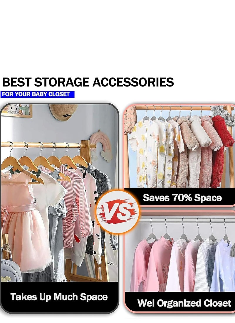 Rightsure Baby Clothes Hangers, Kids Velvet Hangers, Baby Toddler Kids Hangers With Swivel 360 Hook, Notched Shoulder Design For Children Clothes, Sturdy&Durable Clothes Hangers 50 Pack (gray)  - Image 3