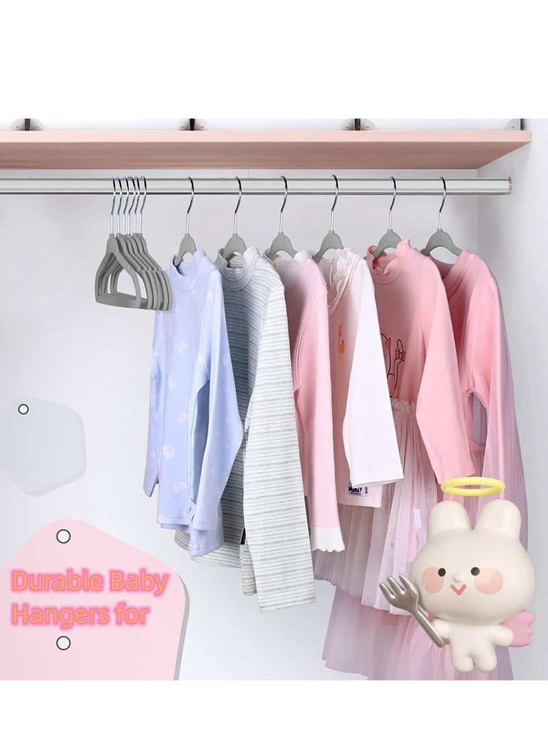 Rightsure Baby Clothes Hangers, Kids Velvet Hangers, Baby Toddler Kids Hangers With Swivel 360 Hook, Notched Shoulder Design For Children Clothes, Sturdy&Durable Clothes Hangers 50 Pack (gray)  - Image 4