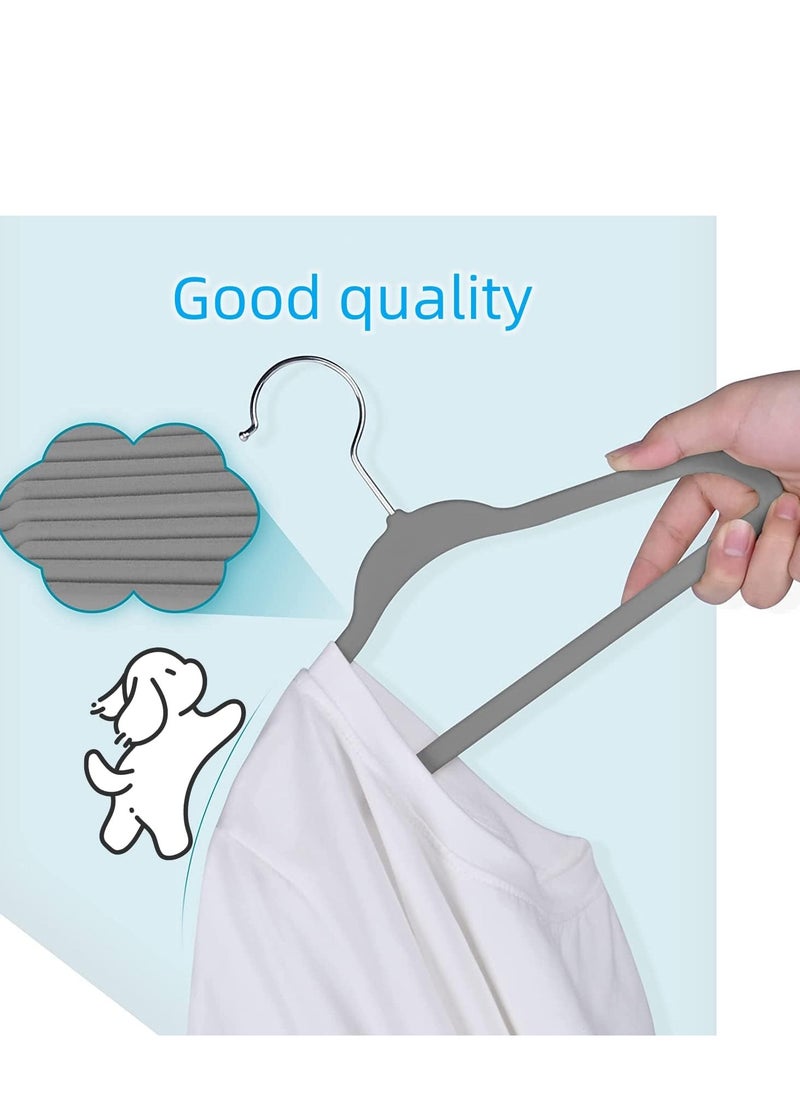 Rightsure Baby Clothes Hangers, Kids Velvet Hangers, Baby Toddler Kids Hangers With Swivel 360 Hook, Notched Shoulder Design For Children Clothes, Sturdy&Durable Clothes Hangers 50 Pack (gray)  - Image 5