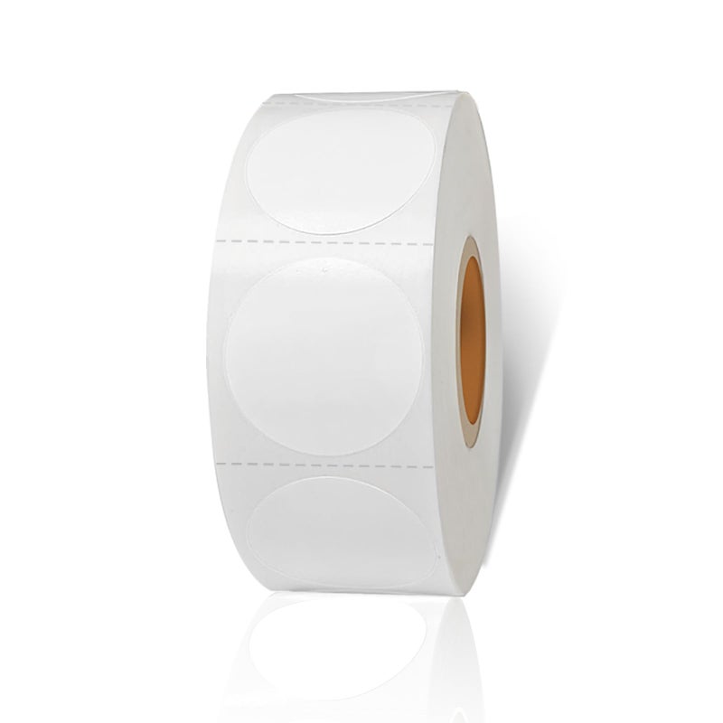 Yeachlaing 1 Inch White Round Thermal Sticker Labels, Self-Adhesive Circle Direct Thermal Label, Multi-Purpose Roll Sticker with Perforation Lineï¼ˆ 1000 Labels, 1 Roll ï¼‰ - Image 1