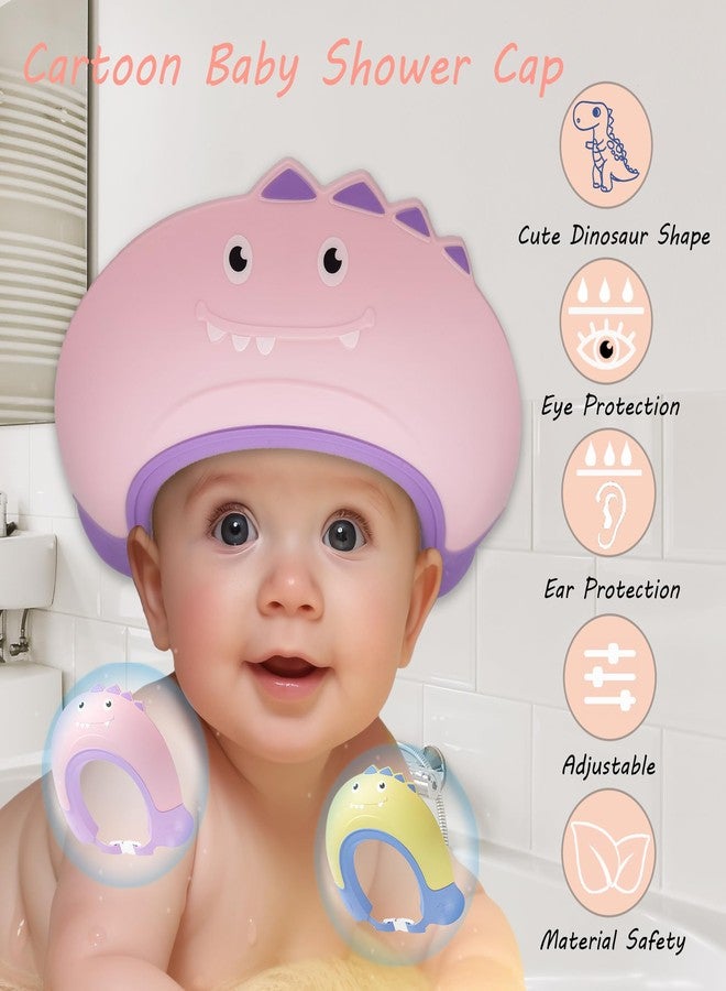 TinyGuardian Baby Shower Cap Shield, Shower Cap for Kids, Visor Hat for Eye and Ear Protection for 0-9 Years Old Children,Cute Dinosaur shape Makes the Baby Bath More Fun (Pink) - Image 2