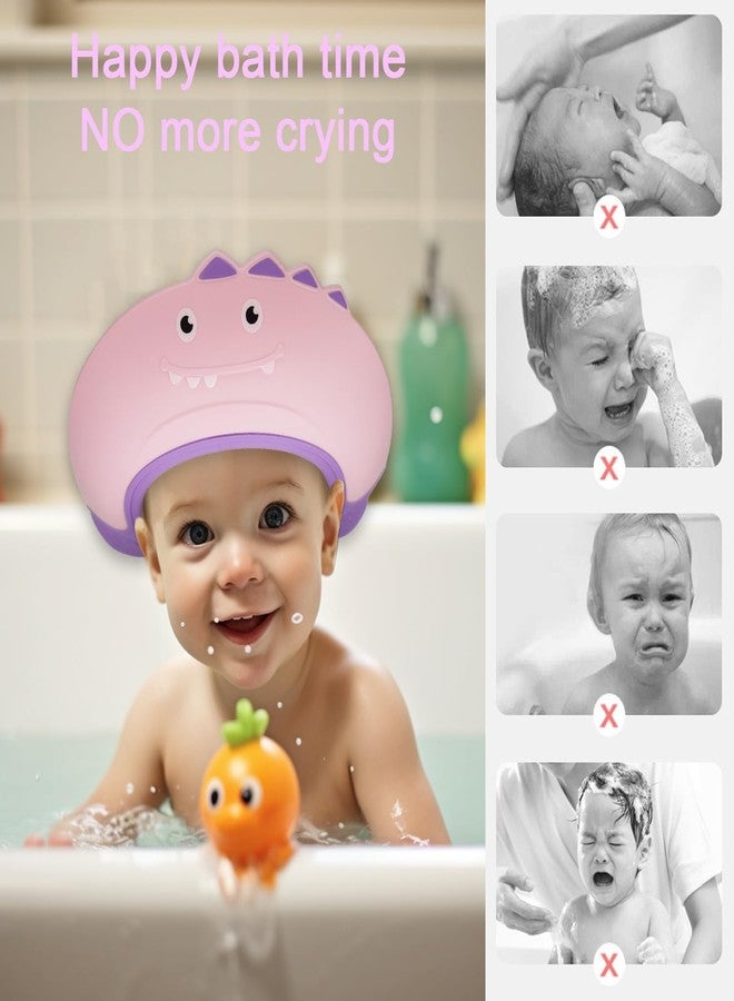 TinyGuardian Baby Shower Cap Shield, Shower Cap for Kids, Visor Hat for Eye and Ear Protection for 0-9 Years Old Children,Cute Dinosaur shape Makes the Baby Bath More Fun (Pink) - Image 4