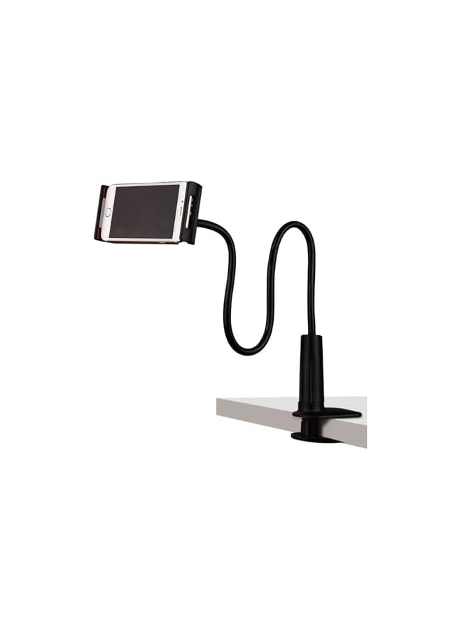 بروماس حامل الهاتف الخليوي معقوفة، مشبك عالمي، مشبك تثبيت كسول، قبضة ذراع مرنة بدون استخدام اليدين للهواتف المحمولة، حامل للمكتب، السرير، المكتب، المطبخ (أسود) - Image 1