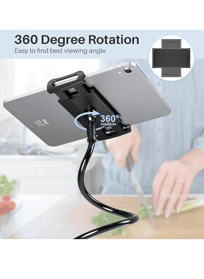 بروماس حامل الهاتف الخليوي معقوفة، مشبك عالمي، مشبك تثبيت كسول، قبضة ذراع مرنة بدون استخدام اليدين للهواتف المحمولة، حامل للمكتب، السرير، المكتب، المطبخ (أسود) - Image 5