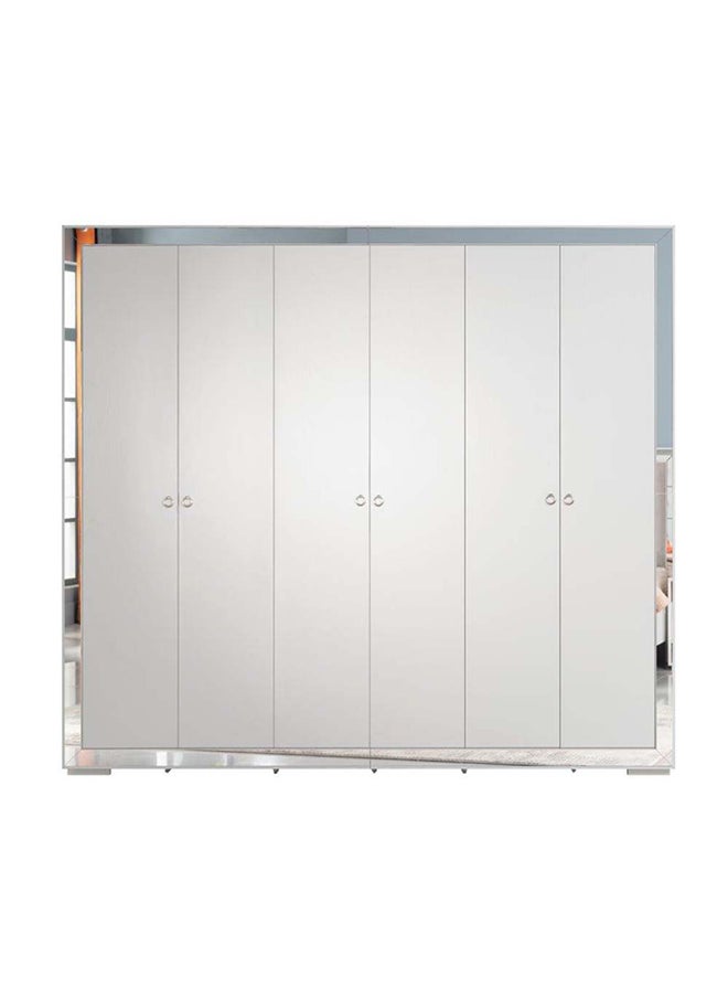 DANUBE HOME Ezekiel Wardrobe Cabinet Modern 6-Door Closet Clothes Storage Organizer For Bedroom White/Silver 244.5x61.5x200 cm  - Image 2