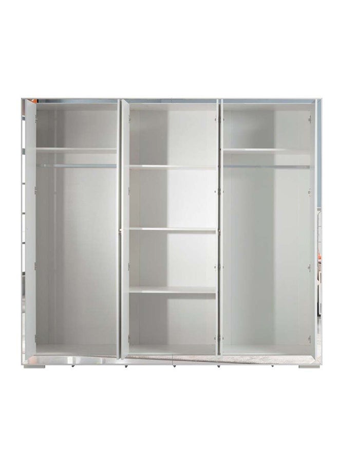 DANUBE HOME Ezekiel Wardrobe Cabinet Modern 6-Door Closet Clothes Storage Organizer For Bedroom White/Silver 244.5x61.5x200 cm  - Image 5