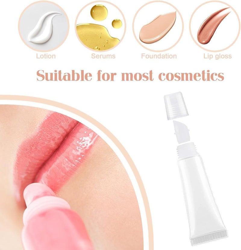 KASTWAVE 6 Pcs Lip Gloss Tubes, Refillable Lip Balm Containers, Mini Cosmetic Squeeze Bottles for DIY Lip Gloss Balm, Makeup Storage and Travel Toiletries, Clear Soft Plastic, 8ml Capacity - Image 2