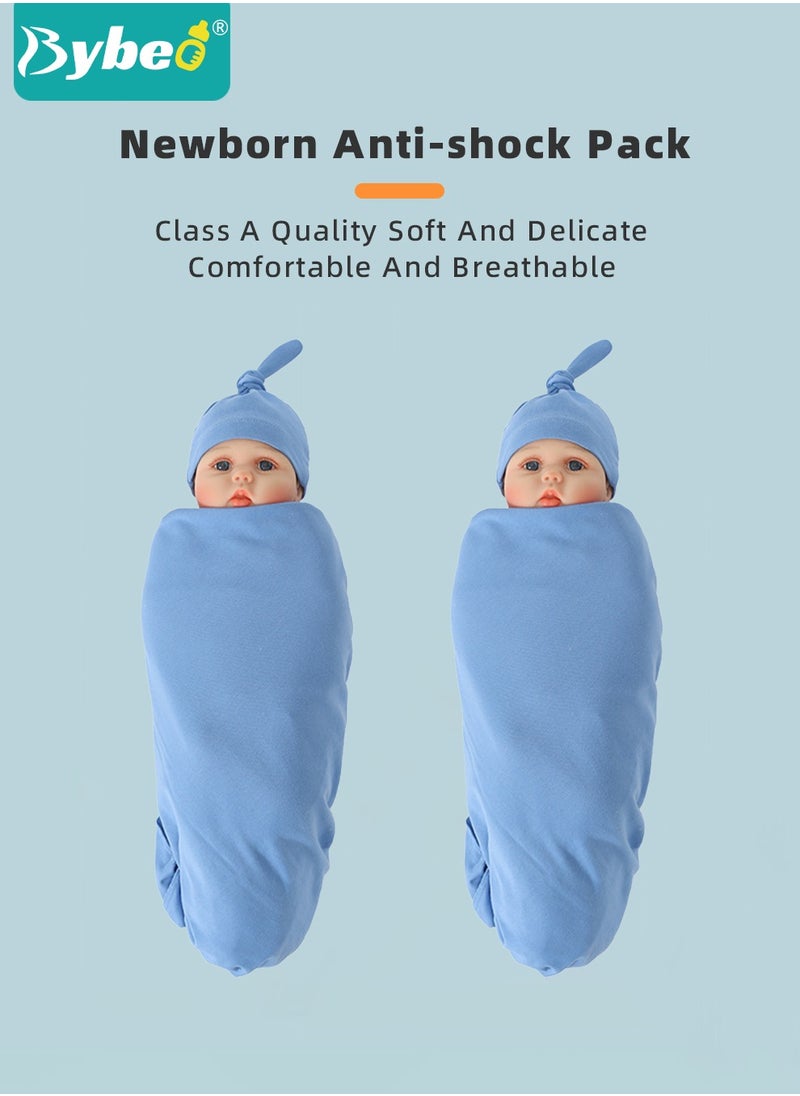 Bybeo - 3 PCS Baby Swaddle Blanket, Newborn Swaddling Wrap + Headband + Hat Set Infant Receiving Blankets Sleepsack for Boys and Girls 100% Breathable Cotton - Image 1