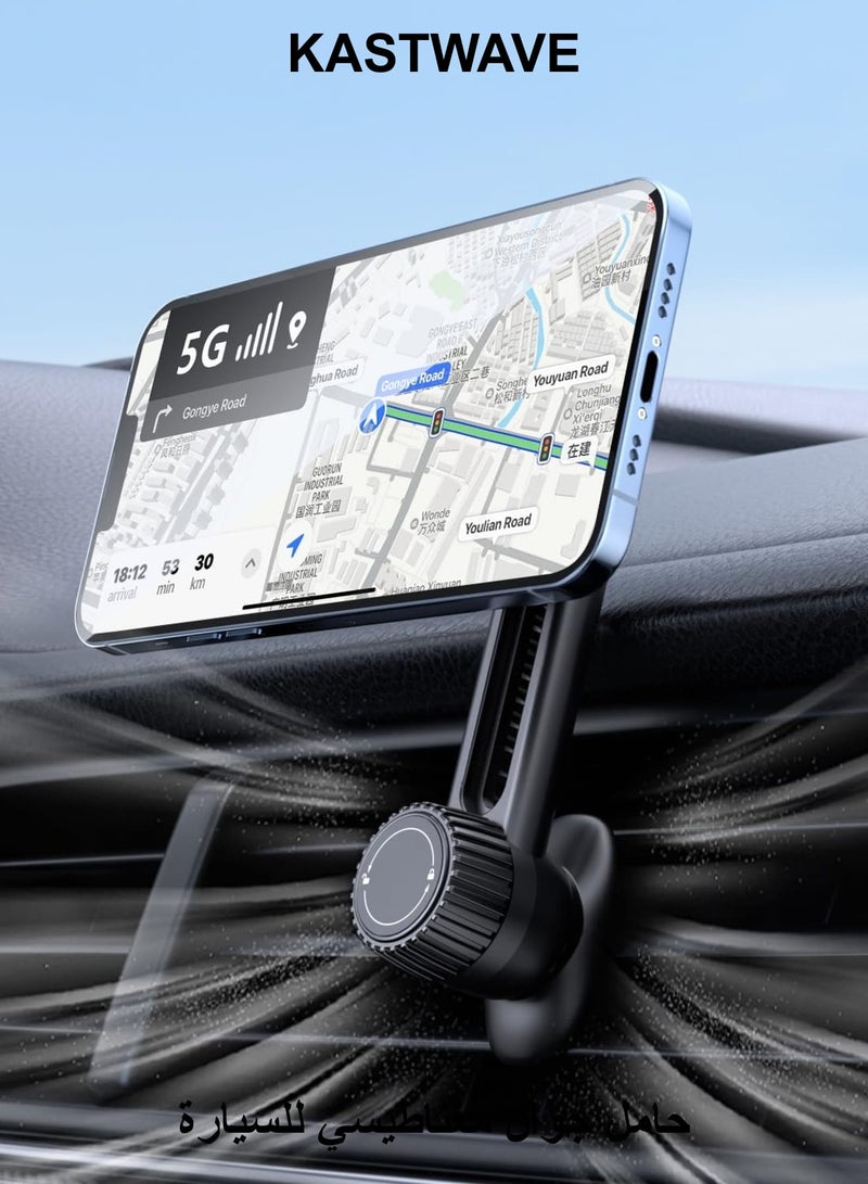KASTWAVE Magnetic Phone Holder for Ca Super Strong Magnetic Force, 360 Degree Rotation, Stable and Easy Installatio Compatible with Magsafe iPhone and Android Phones - Image 1