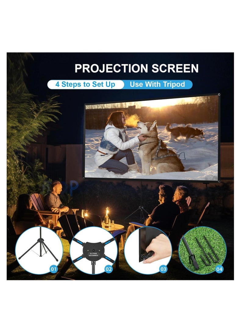 Generic Projector Screen with Stand, 120 Inch Movie Screen, 16:9 4K HD Projection Screen for Indoor Outdoor, Projector Screen and Stand with Bag for Home Theater Backyard Cinema (120")  - Image 4