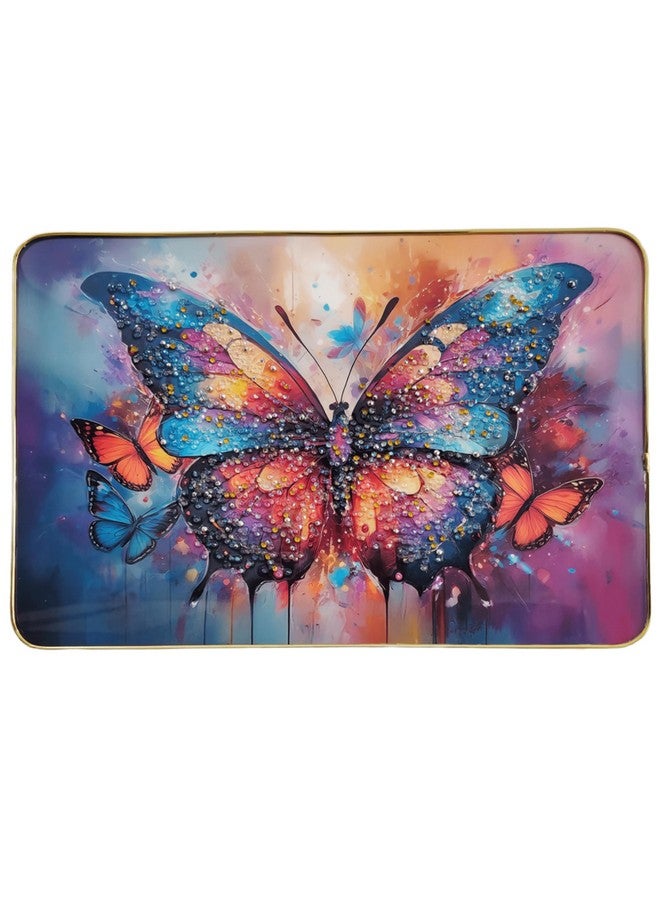 Masstone Decorative Butterfly Wall Painting with Crystal Embedded High Gloss Surface Gold Slim Frame Embossed, 45x30 cm Wall Hanging Photos Home Décor Wall Art For Living Room, Bedroom, Drawing room - Image 1