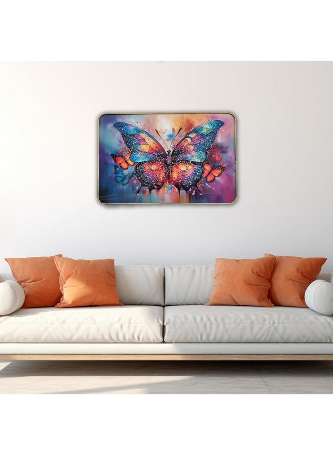 Masstone Decorative Butterfly Wall Painting with Crystal Embedded High Gloss Surface Gold Slim Frame Embossed, 45x30 cm Wall Hanging Photos Home Décor Wall Art For Living Room, Bedroom, Drawing room - Image 4