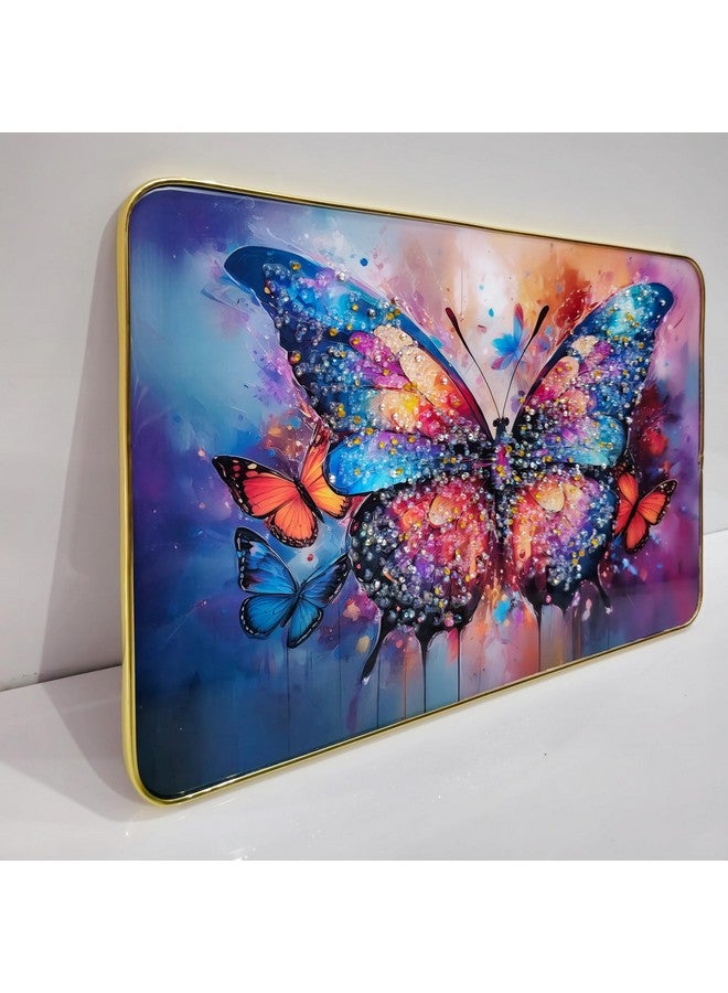 Masstone Decorative Butterfly Wall Painting with Crystal Embedded High Gloss Surface Gold Slim Frame Embossed, 45x30 cm Wall Hanging Photos Home Décor Wall Art For Living Room, Bedroom, Drawing room - Image 3