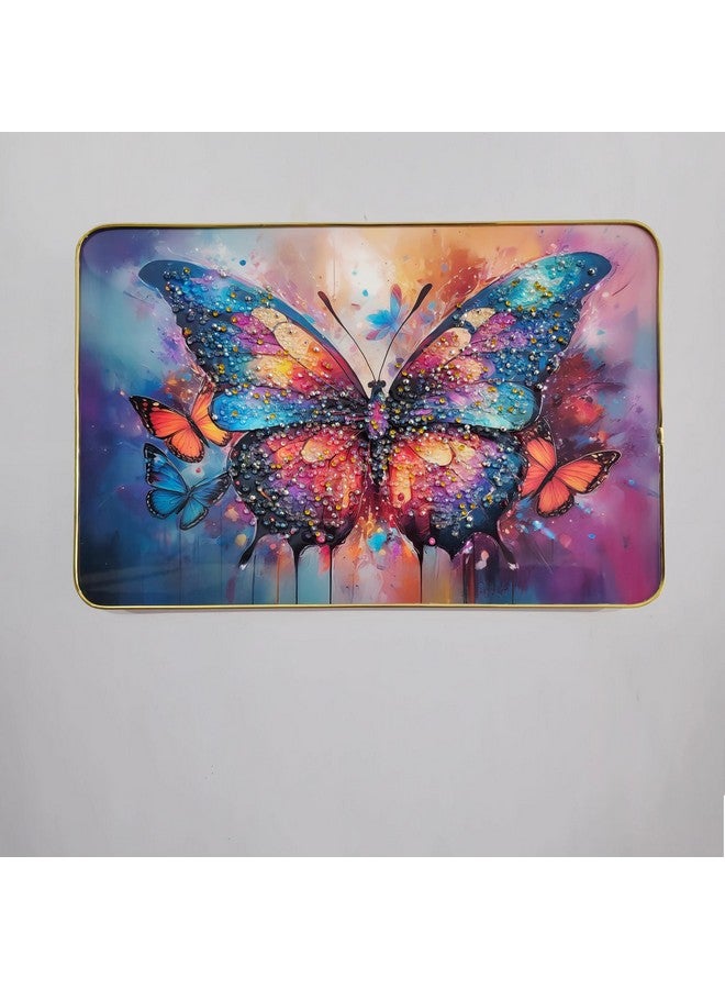 Masstone Decorative Butterfly Wall Painting with Crystal Embedded High Gloss Surface Gold Slim Frame Embossed, 45x30 cm Wall Hanging Photos Home Décor Wall Art For Living Room, Bedroom, Drawing room - Image 5