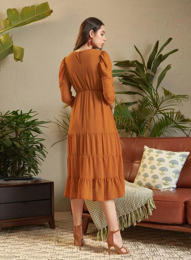 ساسافراس Tiered Jacquard Dress