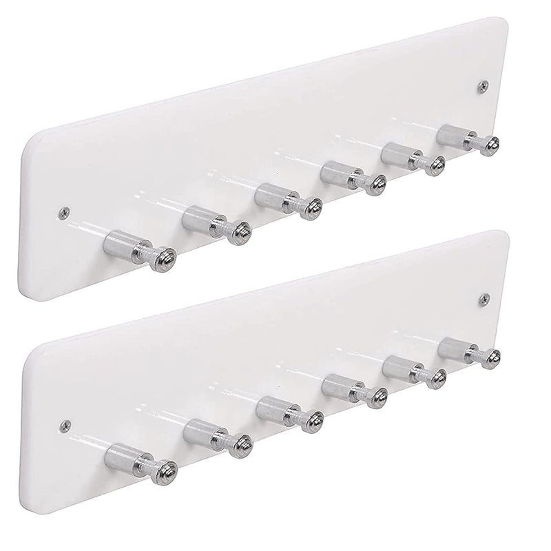 Fortune High Grade Acrylic Key Stand Wall Mount, 6 Hooks Cloth Holder, Jewelry Holder Multipurpose for Home, Hotels, Bathroom Accessories Decor- Black and White (Key Stand Stud, Pack of 2) - Image 5