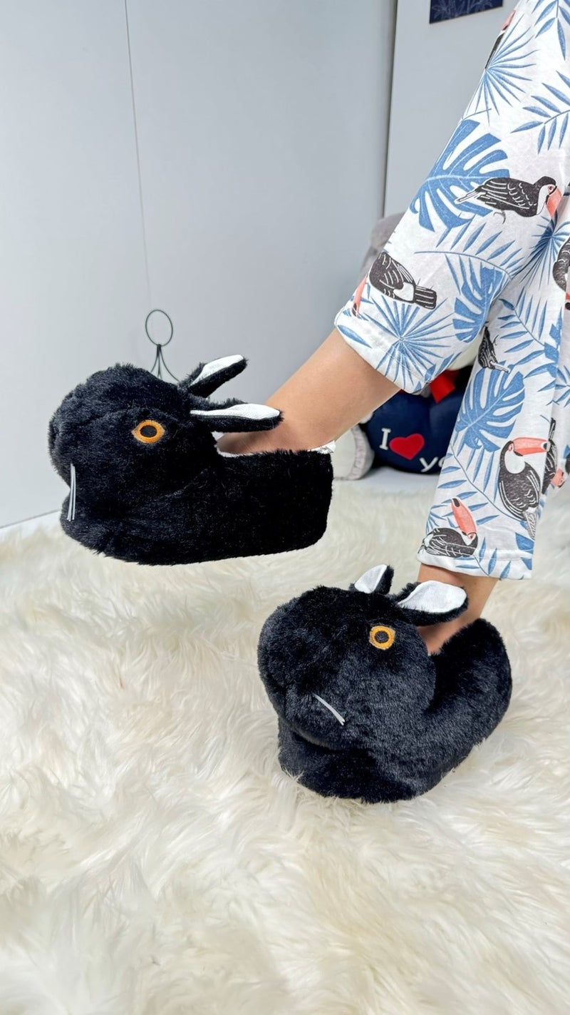 Nstil Women's Panduf Rabbit Figured Plush Home Boots Patterned Flat Sole Comfortable Lightweight 359 - Image 1