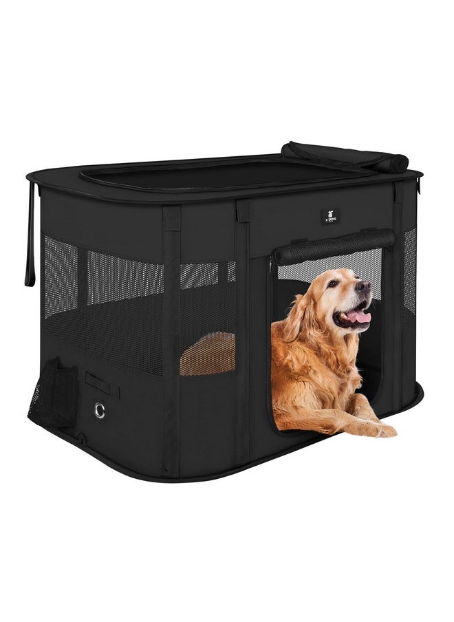 إكس-زون بيت - حظيرة لعب الكلاب والجراء والقطط من X-ZONE PET، حظيرة لعب محمولة قابلة للطي للاستخدام الداخلي/الخارجي، قفص خيمة للحيوانات الأليفة، قفص محمول صغير الحجم أسود 30 بوصة - Image 1