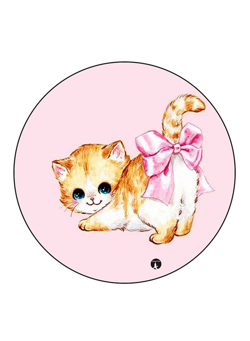 RKN Cat Printed Mouse Pad Round  Multicolour