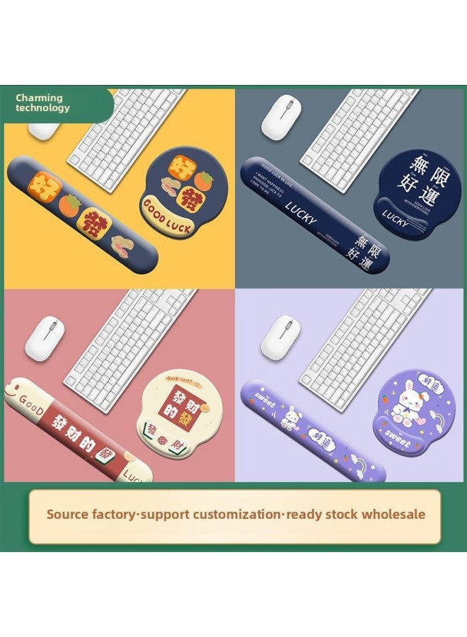Combination Silicone Suit Wrist Pad 3d Silicone Soft Pad Wrist Pad Men And Women Office Desk Pad Direct Mouse Pad-Color:Product + Opp Bag Packaging-Pattern:G07-qq1124 Unlimited Good Luck + G24-ww1124 Unlimited Good Luck - Image 2