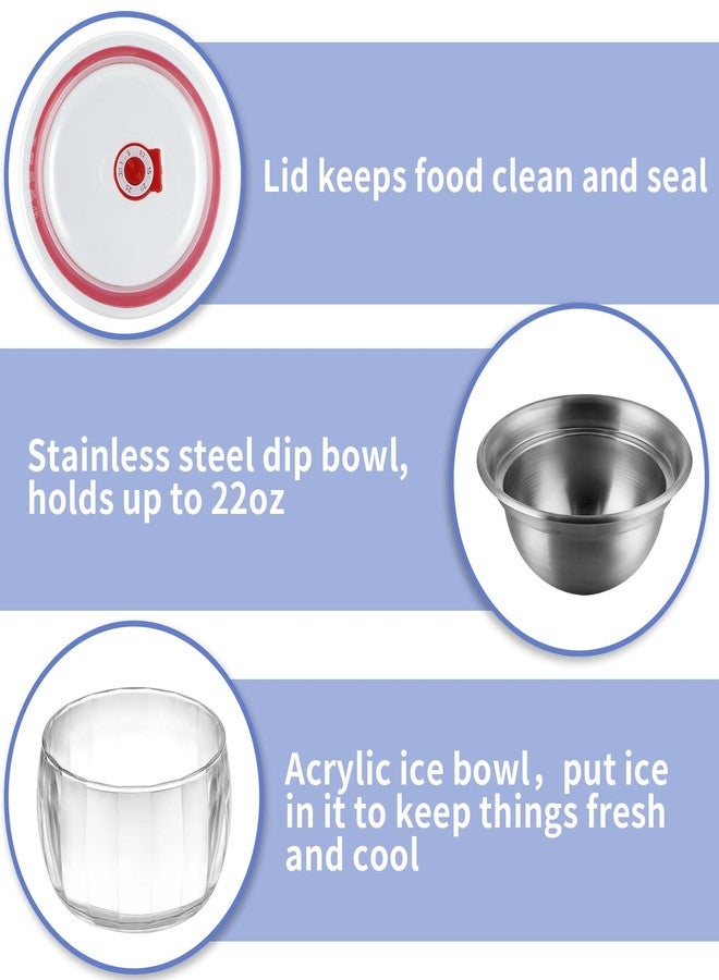 MOLIGOU Ice Chilled Dip Bowl with Lid, 22oz Chilled Serving Bowl for Parties, Dip Bowl on Ice with Stainless Steel Spork - Image 4