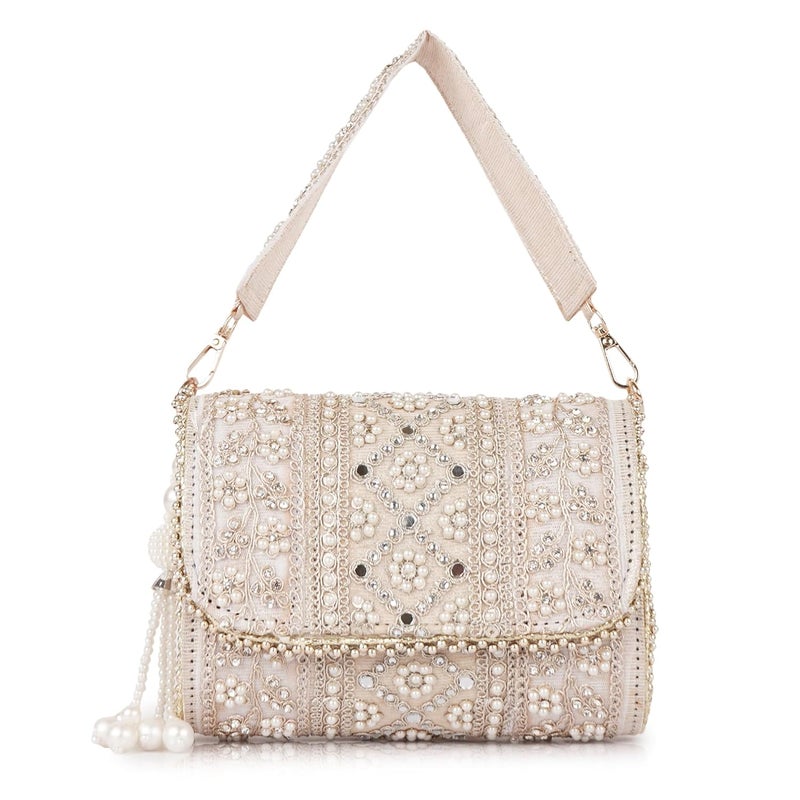 PLANX Velvet SilK Stylish Embroidery Unique Design Trendy Traditional Wedding Party Handheld Potli Bag For Women - Image 1