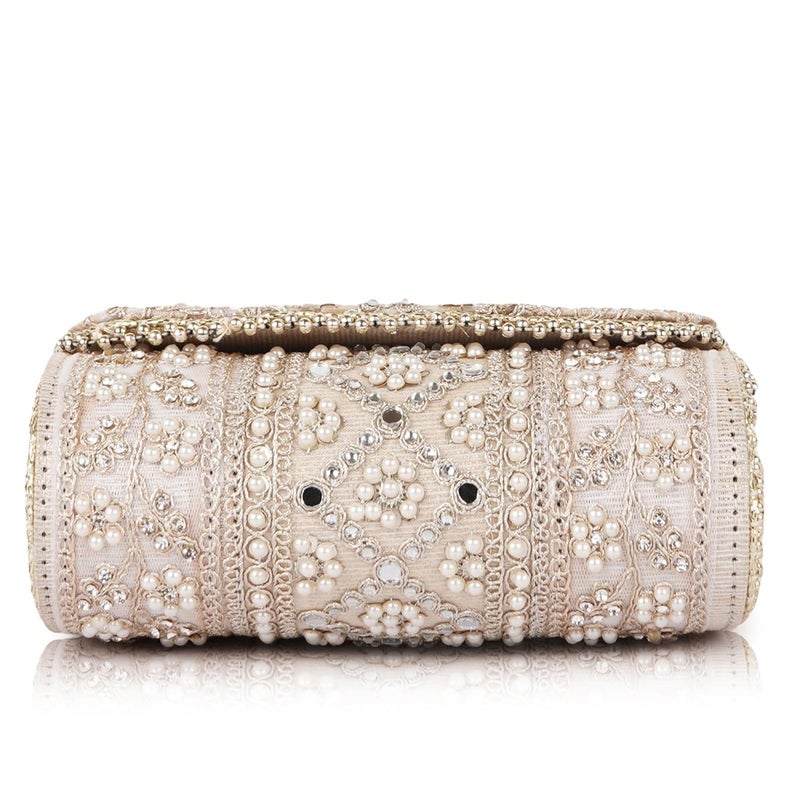 PLANX Velvet SilK Stylish Embroidery Unique Design Trendy Traditional Wedding Party Handheld Potli Bag For Women - Image 5