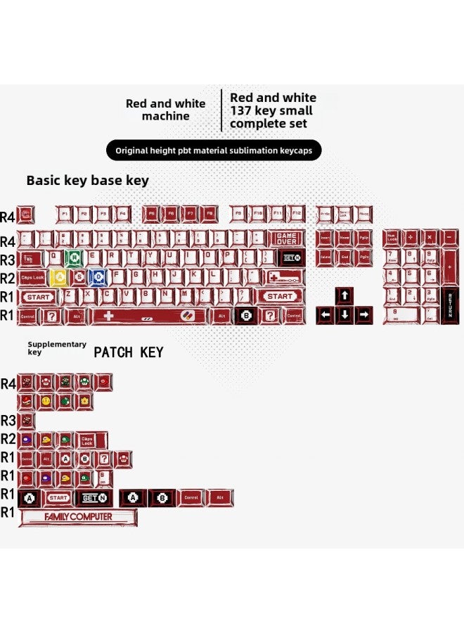 Gundam Comic Hundred Mixed Lamp Key Cap Original Height 136 Key Full Set Classic Simple Mechanical Keyboard Key Cap Key Meow-Color:Original Factory-comic Red And White Machine-136 Key Box  - Image 1