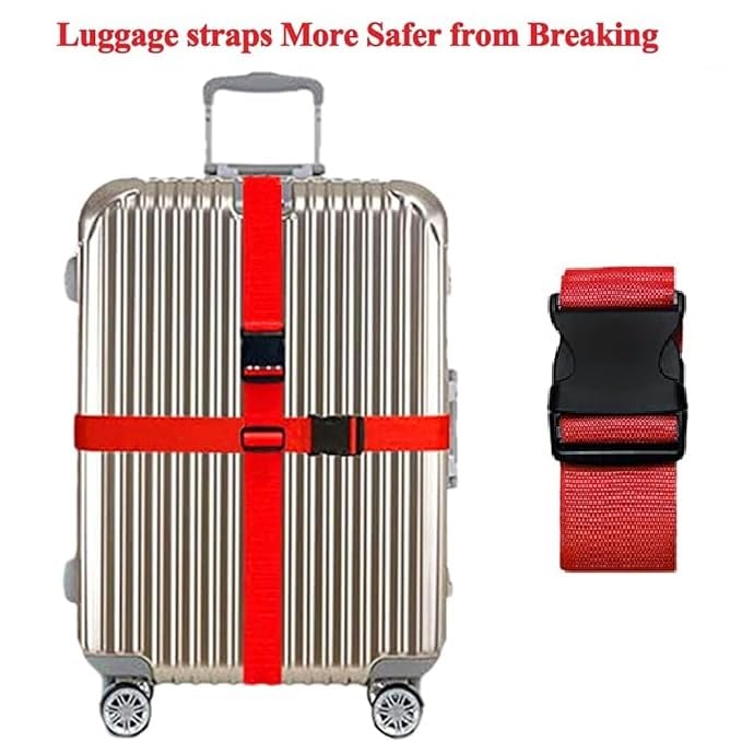 Dayalu Pack of 1 Luggage Strap for Suitcases | Luggage Belt for Suitcase & Trolley Bags | Travel Strap Belt with Quick Release Adjustable Buckle for Suitcase - Red - Image 3