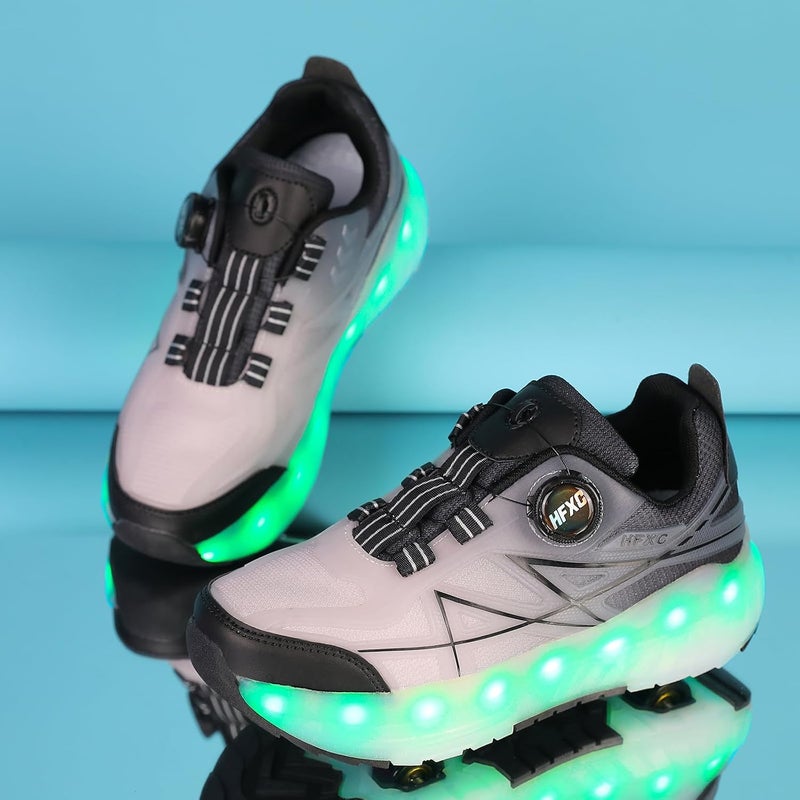 HFXC Roller Skates Shoes 4 Wheels for Kids - New Upgraded Roller Sneaker LED Light Up Flashing Skating for Boys Girls Beginner More Balanced - Image 2