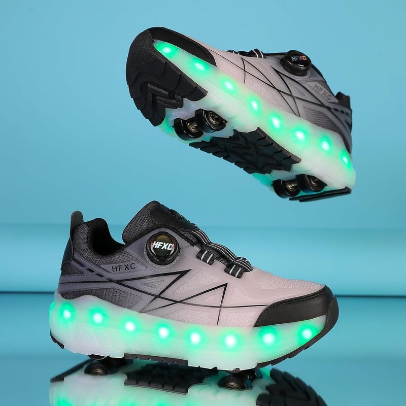 HFXC Roller Skates Shoes 4 Wheels for Kids - New Upgraded Roller Sneaker LED Light Up Flashing Skating for Boys Girls Beginner More Balanced - Image 3