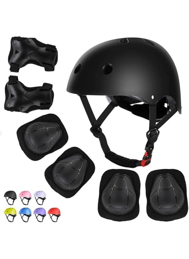 TRASSLE Kids Bike Helmet Set Skateboard Knee Pads, Helmet Pad Set Protective Gear Set Adjustable for Girls Kids 3-10 Helmet Elbow Pads Wrist Guards for Sport Cycling Roller Skating Scooter  - Image 1